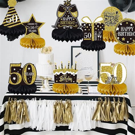 50th Birthday Decorations For Men Women 76pack Black Gold Party