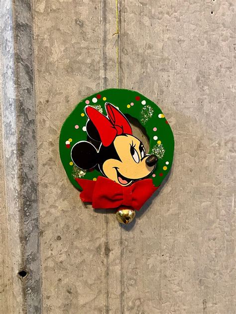 Vintage Minnie Mouse Wooden Ornament Etsy