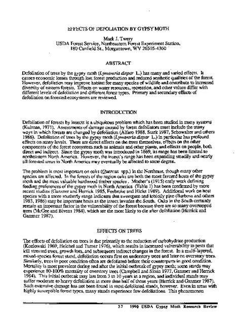 Pdf Effects Of Defoliation By Gypsy Moth