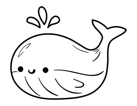 Printable Kawaii Whale Coloring Page