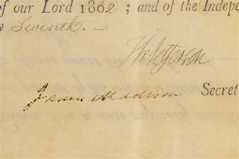 Thomas Jefferson and James Madison Document Signed as President and