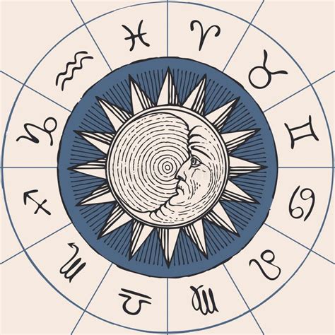 Círculo De Signos De Zodiaco Con Sol Y Luna Creciente Ilustración del