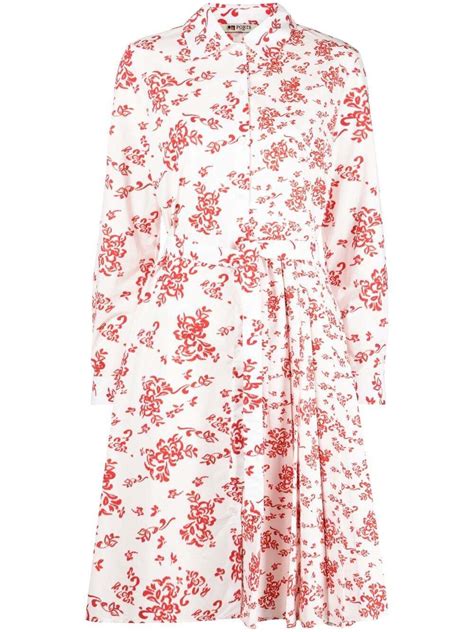 Buy Ports 1961 Floral Print Shirt Dress Red At 21 Off Editorialist