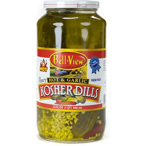 Bell View Kosher Dills Hot And Garlic Pickles 32 Fl Oz Pickles And Relish