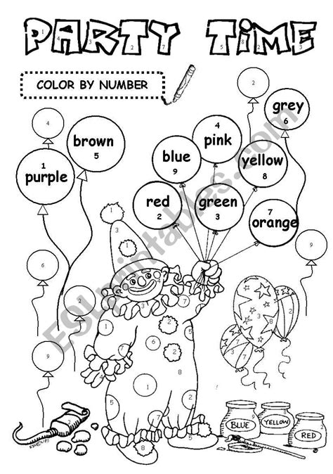 Party Time Colours Esl Worksheet By Gabitza