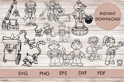 Bundle Bob The Builder Svg Png Wendy Pilchard Silhouette Cutting Files