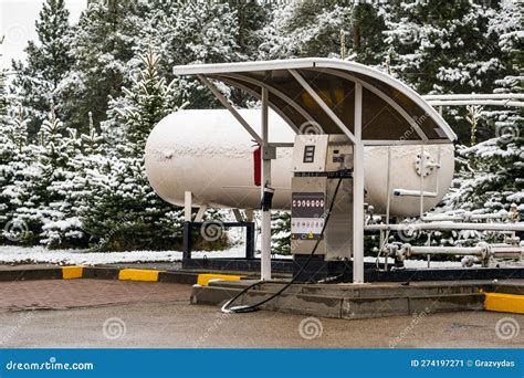 Gas LPG Liquid Petroleum Gas Station Stock Image - Image of snow ...