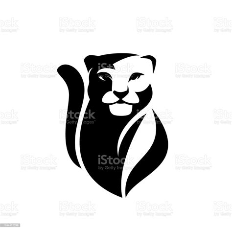 Snow Leopard Head Black And White Vector Portrait Design向量圖形及更多美洲獅圖片