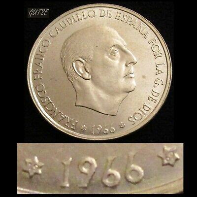 SPAIN FRANCO 2 100 PESETAS 1966 19 69 THE 9 WITH STRAIGHT LINE