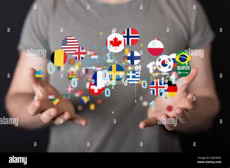 A Digital Illustration Of Floating Flags On Hands Stock Photo Alamy