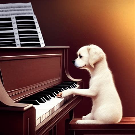 Cute Adorable Dog Playing Piano in Realistic Magical Landscape ...