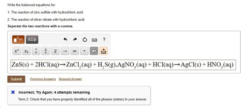 Solved Write The Balanced Equations For 1 The Reaction Of Zinc