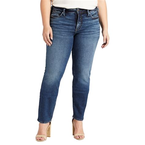 Silver Jeans Co Plus Size Suki Mid Rise Straight Leg Jeans