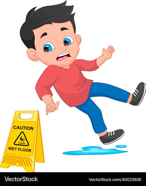 Cartoon Boy Slips On The Floor Royalty Free Vector Image