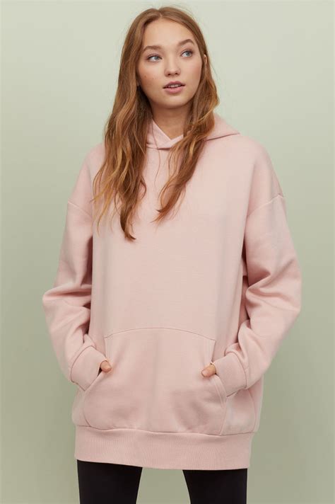 Oversized Hoodie Powder Pink Ladies Handm Us Sweatshirts Hooded