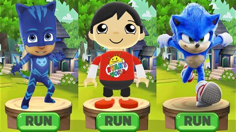 Tag With Ryan Vs Sonic Dash Vs Pj Masks Catboy Movie Sonic Vs Kaji