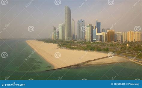 Aerial View Abu Dhabi Cityscape From Corniche Beach Stock Image