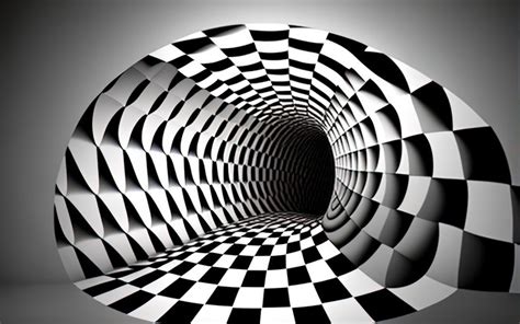 Wormhole Optical Illusion Black And White Abstract Hypnotic Twisted 3D