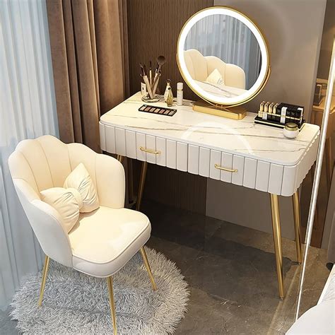 Table De Maquillage Avec Miroir Et Led Coiffeuse Moderne Led