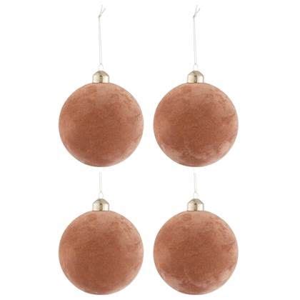 J Line Kerstballen Fluweel Oud Roze Medium Set Van 4 Drop Earrings