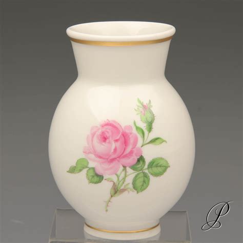 Vase Meissen Im Dekor Rote Rose Porzellan Porcelain