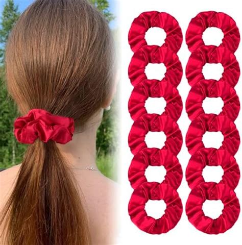 Amazon Cubaco Pcs Red Srunchies For Women Red Satin Scrunchies