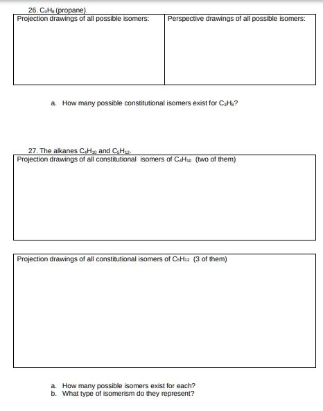 Ch Propane Projection Drawings Of All Possible Isomers