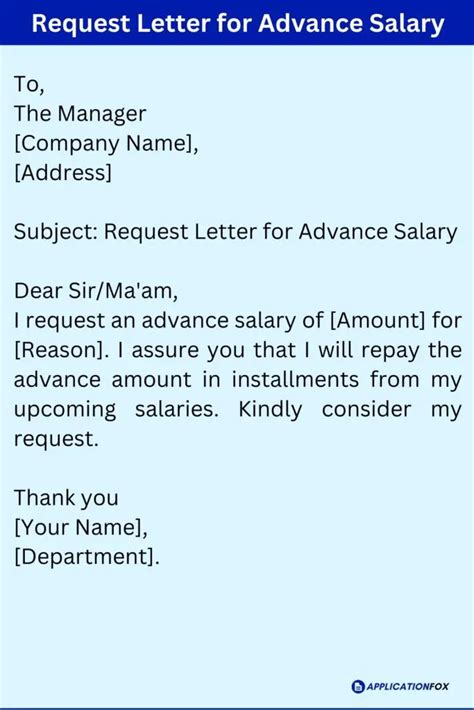 Samples Application For Advance Salary