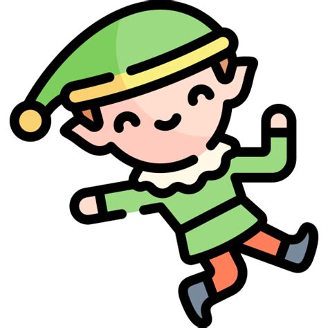 Christmas Elf Kawaii Lineal Color Icon