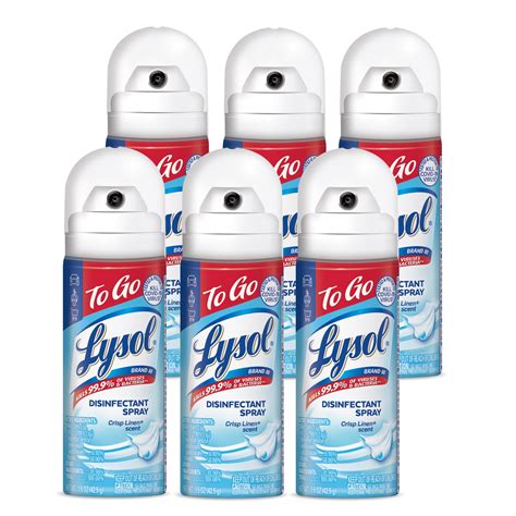 Lysol Crisp Linen Disinfectant Spray To Go 1 5 Oz 6 Pack