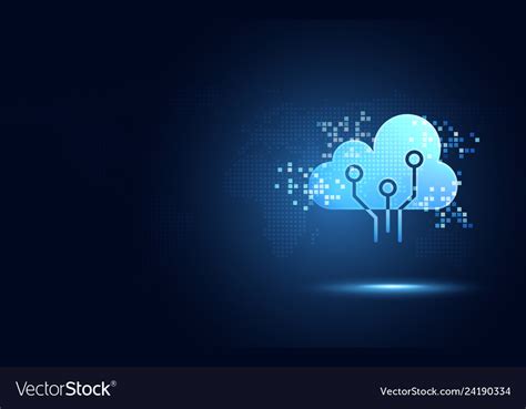 Futuristic Blue Cloud With Pixel Digital Vector Image