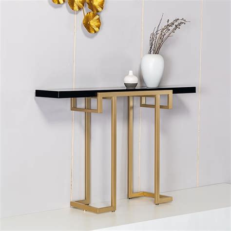 Black Modern Narrow Console Table With Mdf Top And Metal Frame Homary