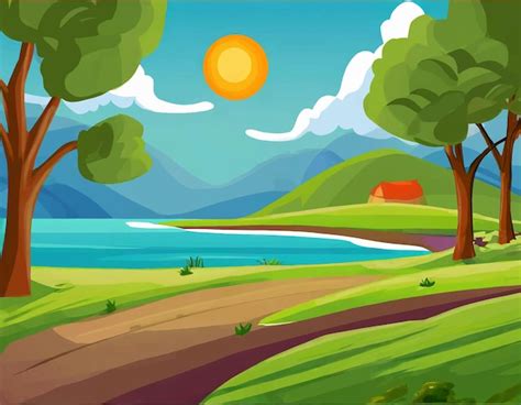 Premium Vector | Cartoon animation scene outdoor scenery game wallpaper ...