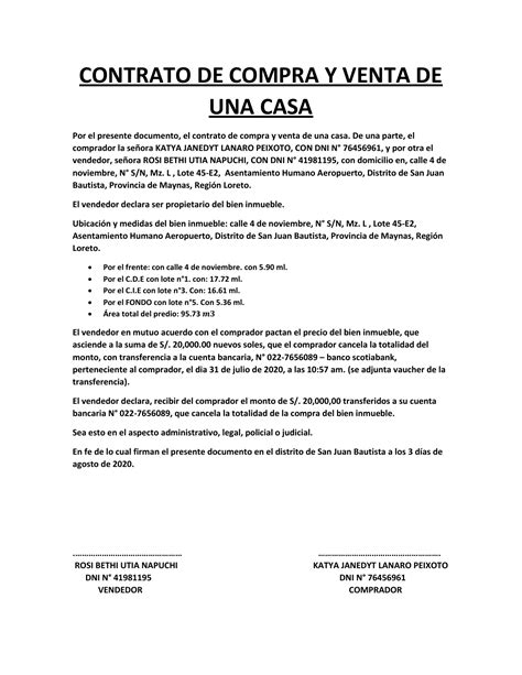 Contrato De Compraventa De Casa Ejemplos Y Formatos Word Pdf Images