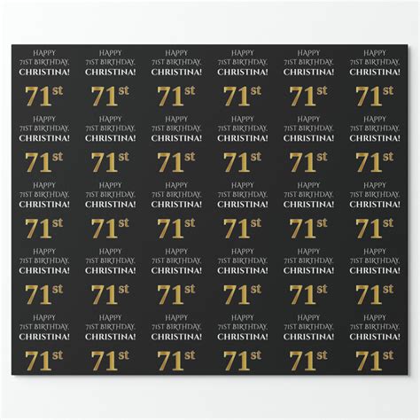 71st Birthday Elegant Black Faux Gold Look Wrapping Paper Zazzle