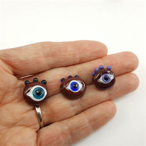 More Eye Beads Sra Lampwork Glass Modern Evil Eye Dark Etsy