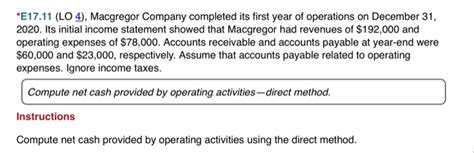 Solved E17 11 LO 4 Macgregor Company Completed Its First Chegg