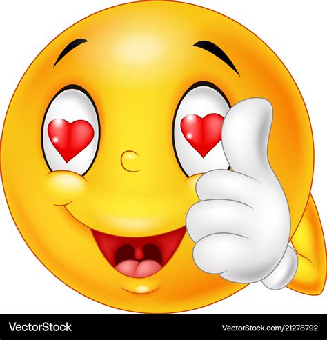 Cartoon smiley love face and giving thumb up Vector Image