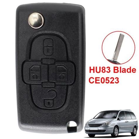 Hu83 Ce0523 Coque De Clé Pliant Télécommande à 4 Bouton Pour Peugeot