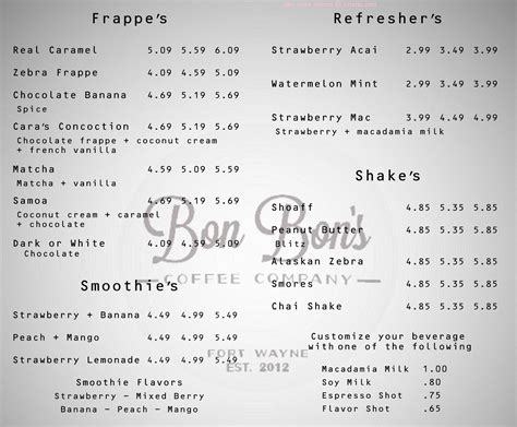 Online Menu Of Bon Bons Coffee Restaurant Fort Wayne Indiana 46835