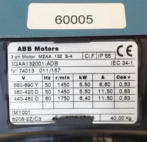 ABB ELEKTROMOTOR DREHSTROMMOTOR 5 5kW 400V M2AA 132 S 4 EUR 540 00