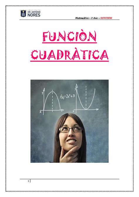 Matemática 3 Año Funciones Parte 3 FUNCIN CUADRTICA FORMA