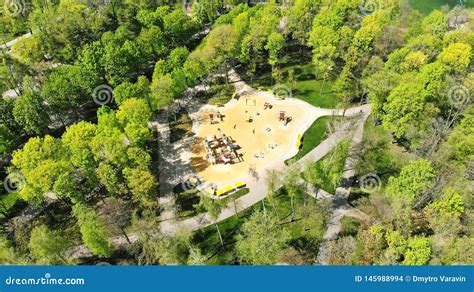 Children`s Playground In The Park Aerial View Stock Photo Image Of