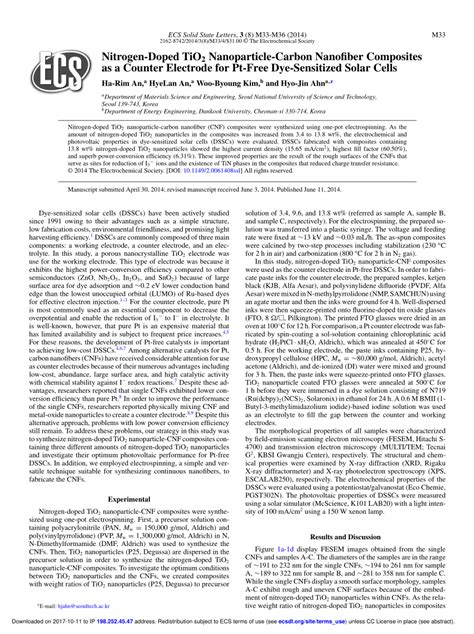 Pdf Nitrogen Doped Tio2 Nanoparticle Carbon Nanofiber Composites As A