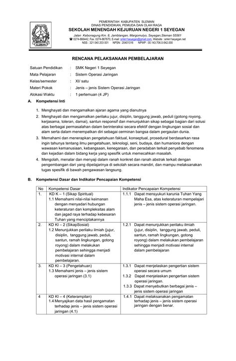 Rencana Pelaksanaan Pembelajaran Sekolah Menengah Kejuruan