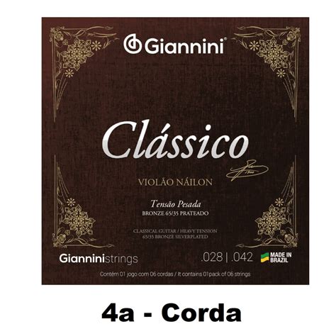 Corda Avulsa Viol O Em Nylon Giannini Cl Ssico Tens O Pesada Bronze