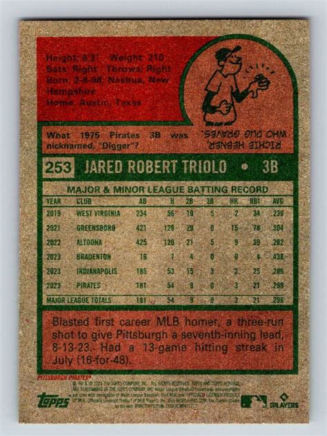 Jared Triolo Topps Heritage Pittsburgh Pirates Rc Ebay