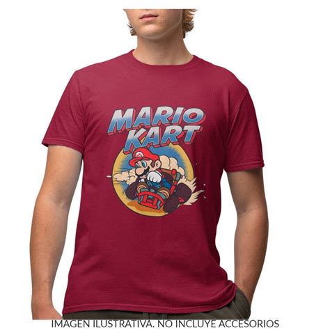 Playera Super Mario Talla Manga Corta Con Estampado Mario Kart Vino