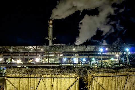 Ethanol Manufacturing Plant At Night Editorial Stock Image Image Of