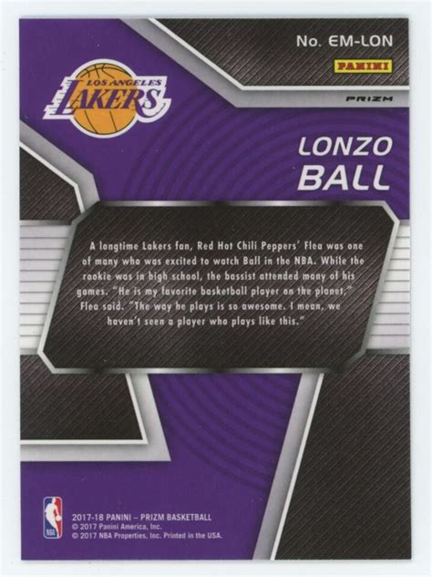 Lonzo Ball 2017 18 Panini Prizm Emergent Fast Break EM LON Los Angeles